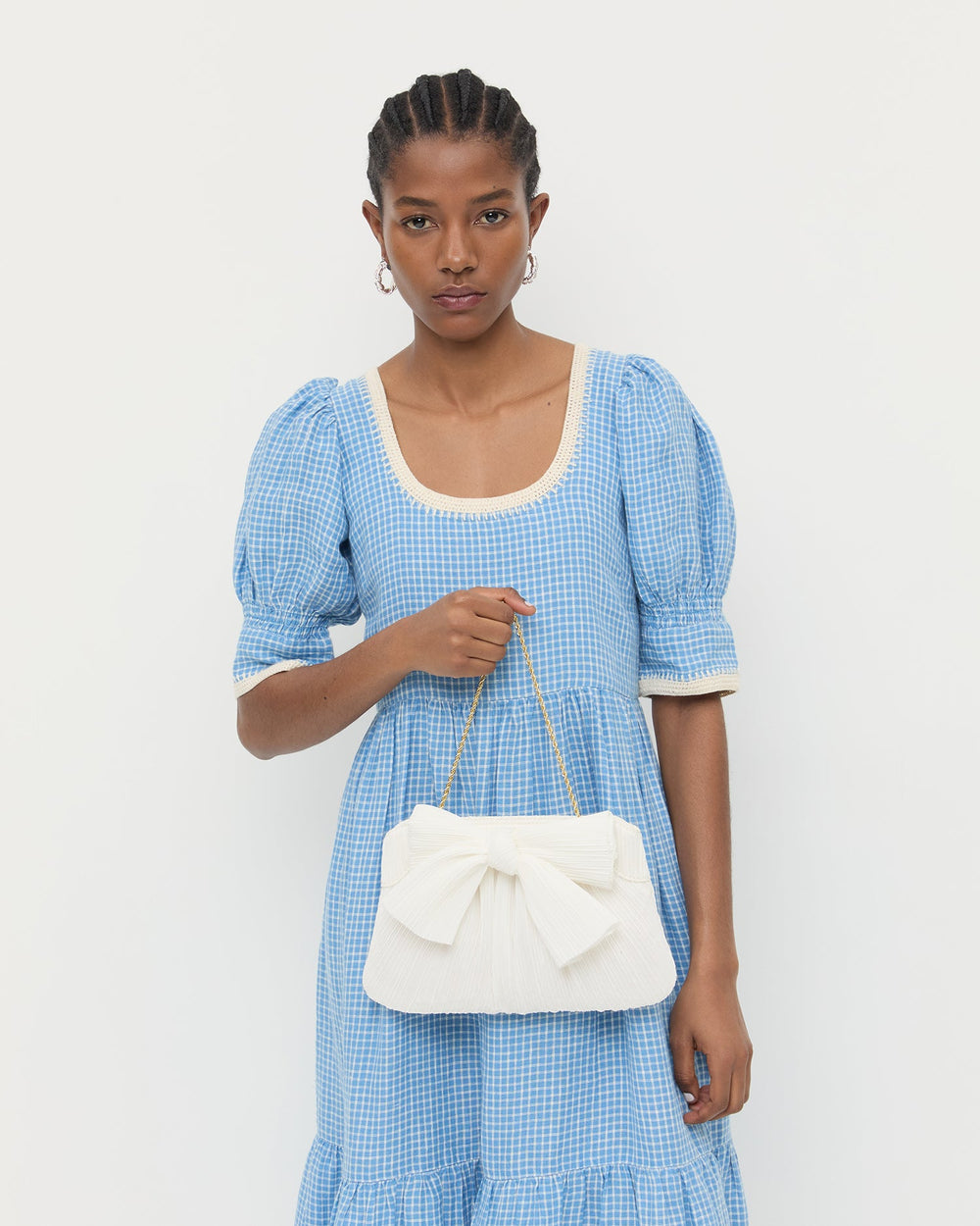 Loeffler Randall Women / Rayne White Pleated Bow Clutch
