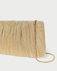 Loeffler Randall Women / Brit Gold Lamé Pleated Clutch
