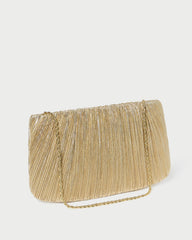 Loeffler Randall Women / Brit Gold Lamé Pleated Clutch