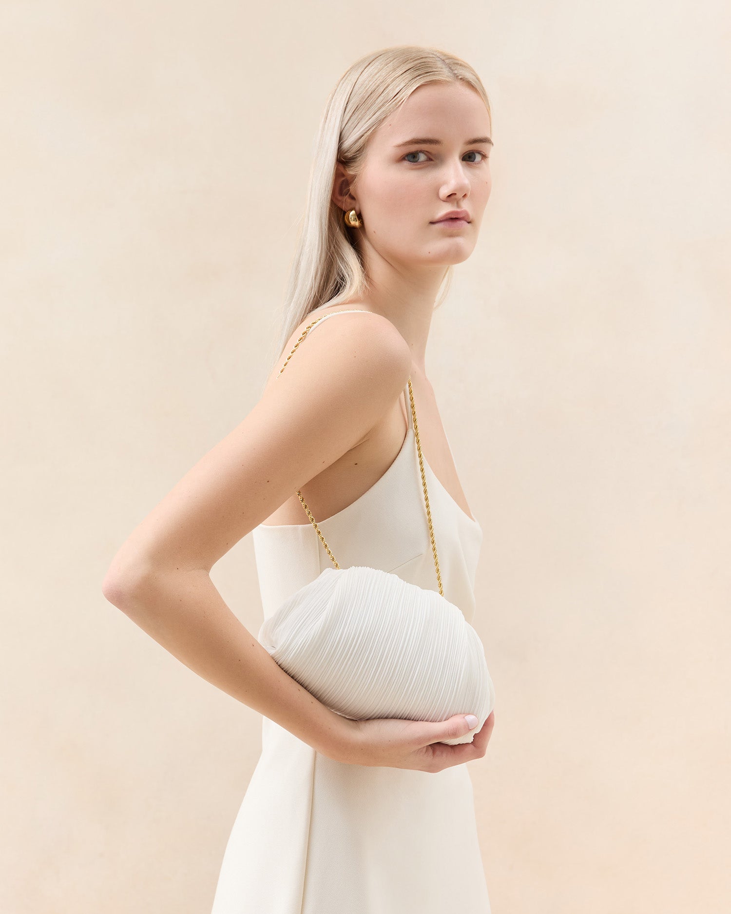 Loeffler Randall Women / Bailey White Pleated Dome Clutch