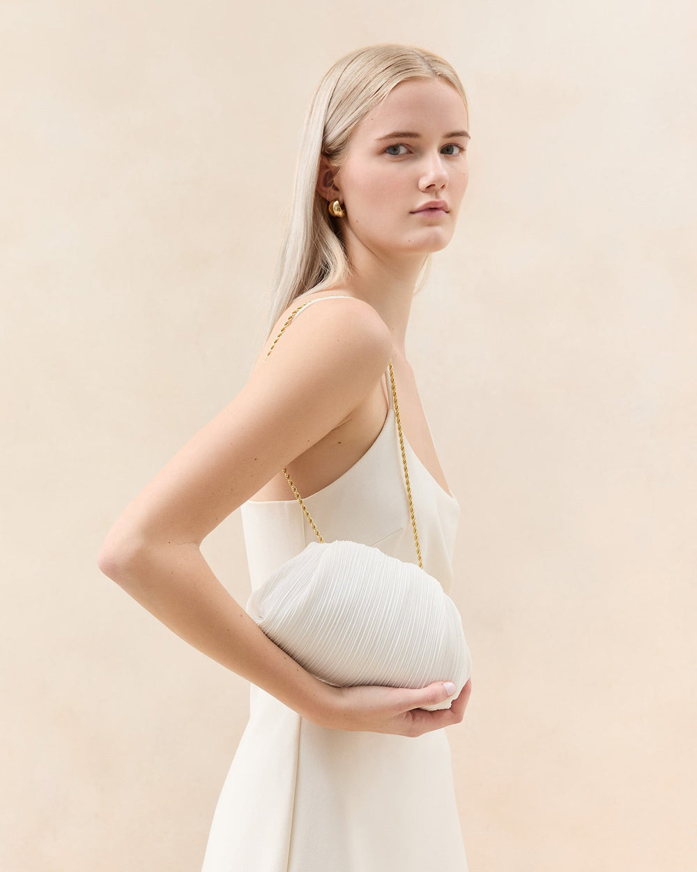 Loeffler Randall Women / Bailey White Pleated Dome Clutch