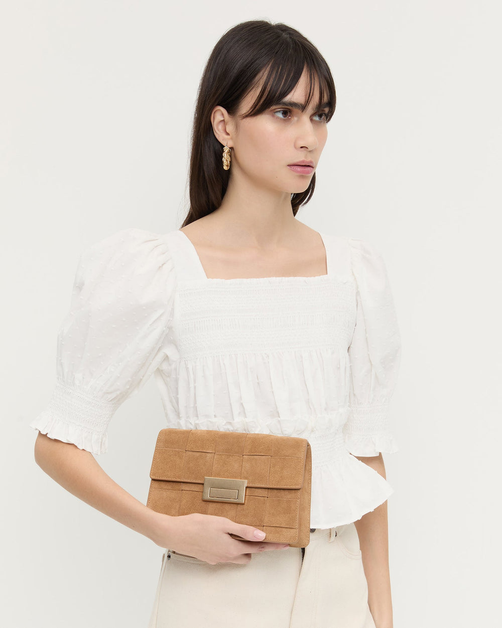 Loeffler Randall Women / Delphine Toffee Suede Shoulder Bag