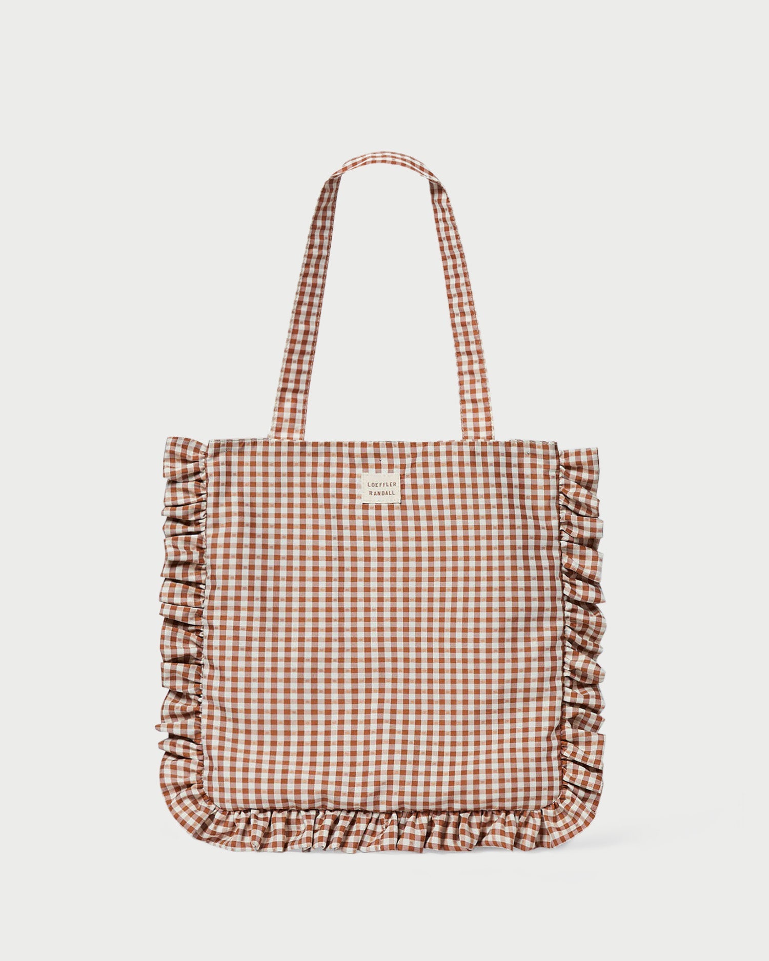 Loeffler Randall Women / Justine Brown Gingham Ruffle Tote
