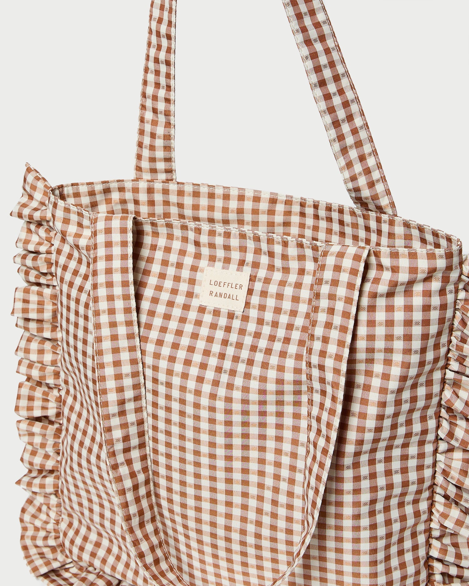 Loeffler Randall Women / Justine Brown Gingham Ruffle Tote