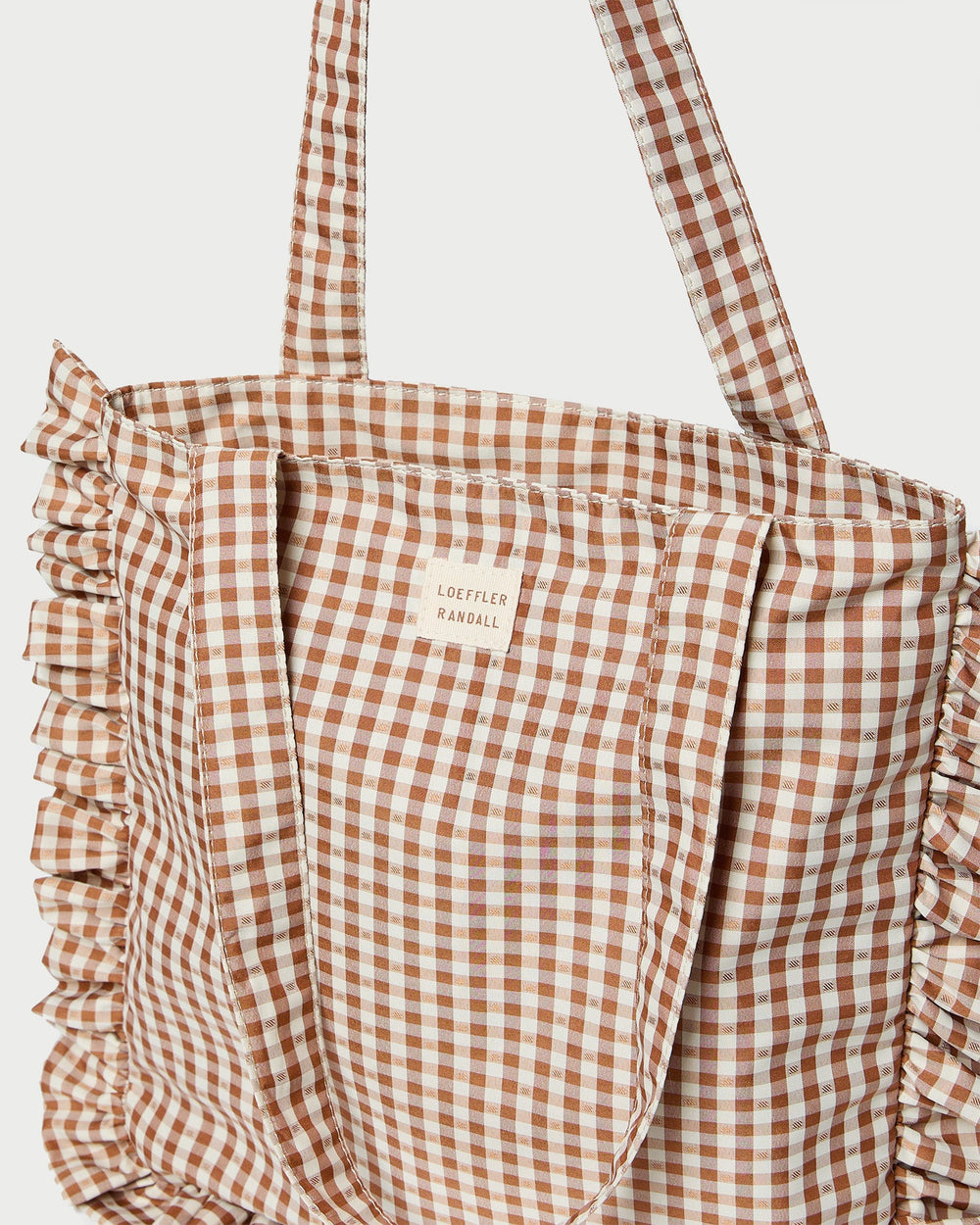Loeffler Randall Women / Justine Brown Gingham Ruffle Tote