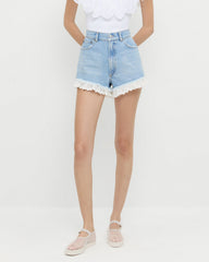Loeffler Randall Women / Kay Lace-Trimmed Denim Shorts
