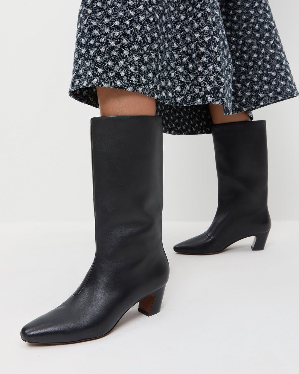 Loeffler Randall Women / Cleo Black Leather Mid-Calf Boot
