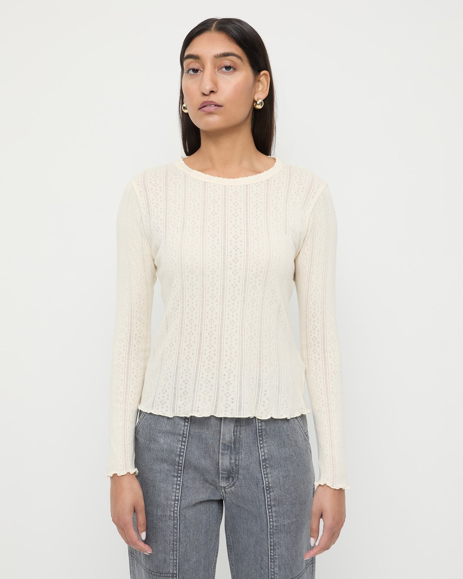 Loeffler Randall Women / Lolo Pointelle Long-Sleeve Tee