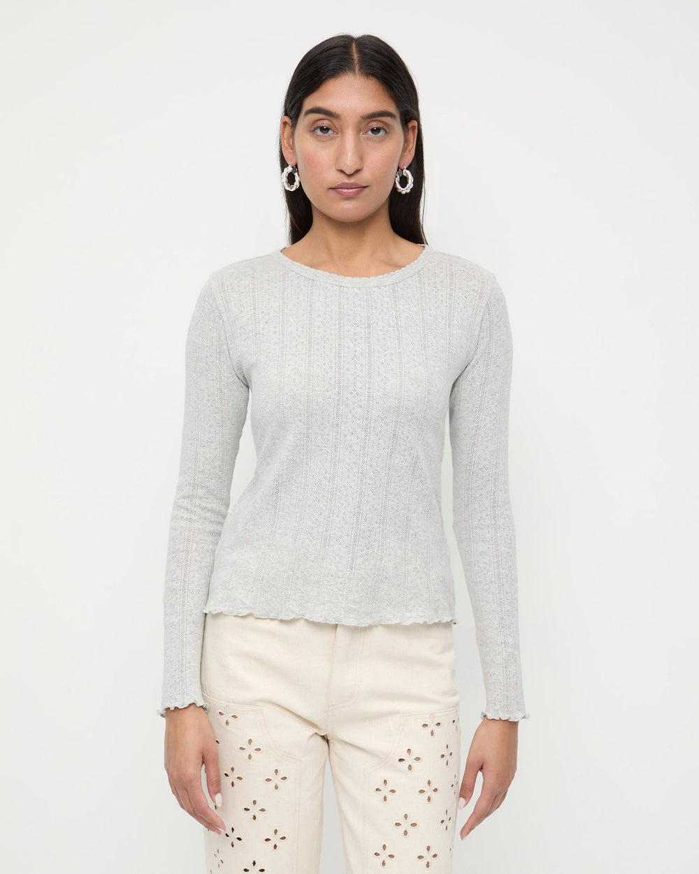 Loeffler Randall Women / Lolo Pointelle Long-Sleeve Tee