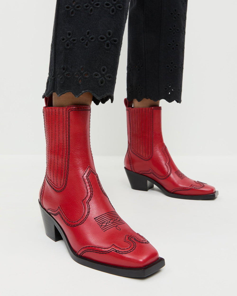 Loeffler Randall Women / Agnes Red Leather Western Boot