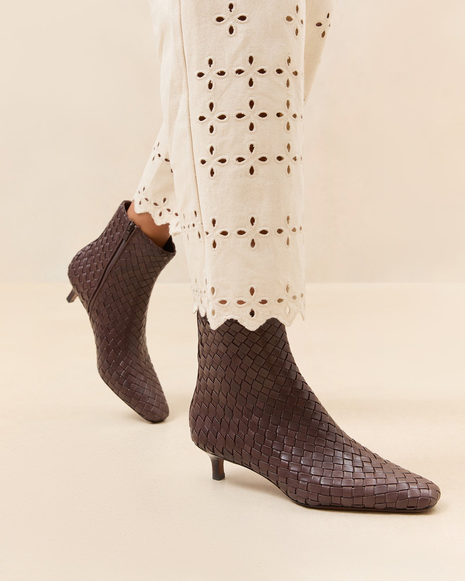 Loeffler Randall Women / Marcella Espresso Woven Ankle Boot