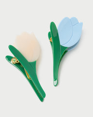 Loeffler Randall Women / Juniper Blue/Cream Multi Tulip Clip Set