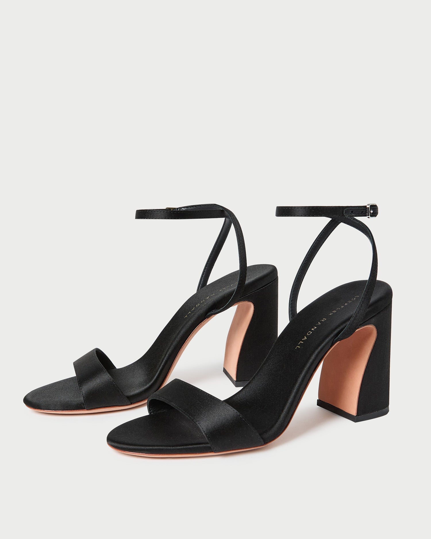Loeffler Randall Women / Malia Black Satin Curved-Heel Sandal