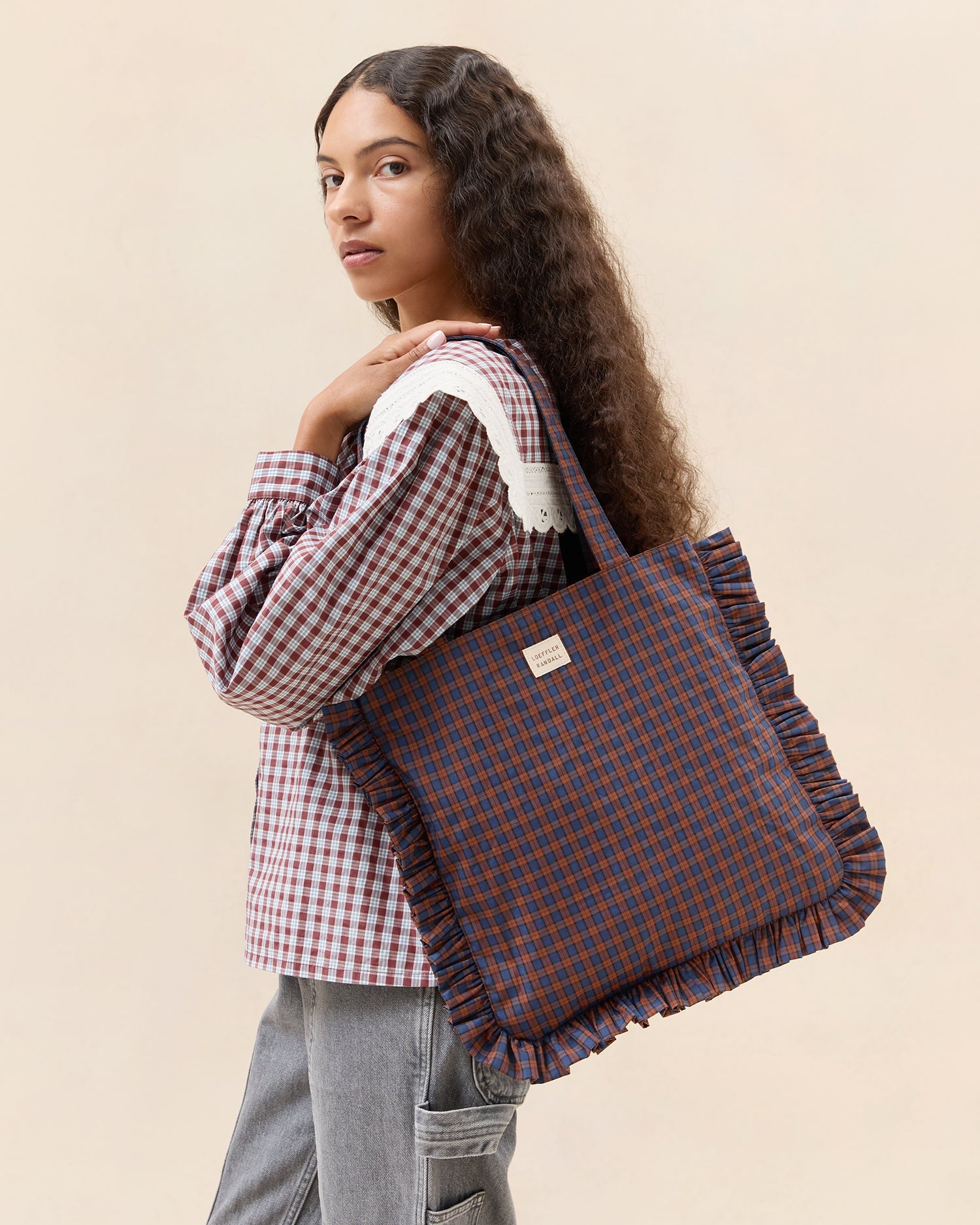 Loeffler Randall Women / Justine Navy Ruffle Tote