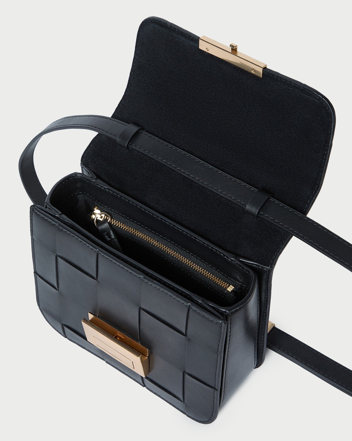 Loeffler Randall Women / Desi Black Woven Leather Crossbody