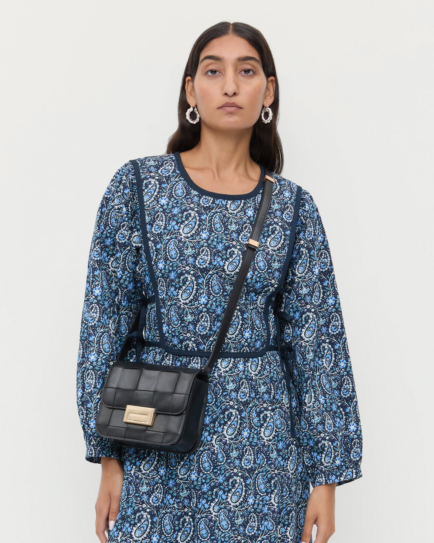 Loeffler Randall Women / Desi Black Woven Leather Crossbody