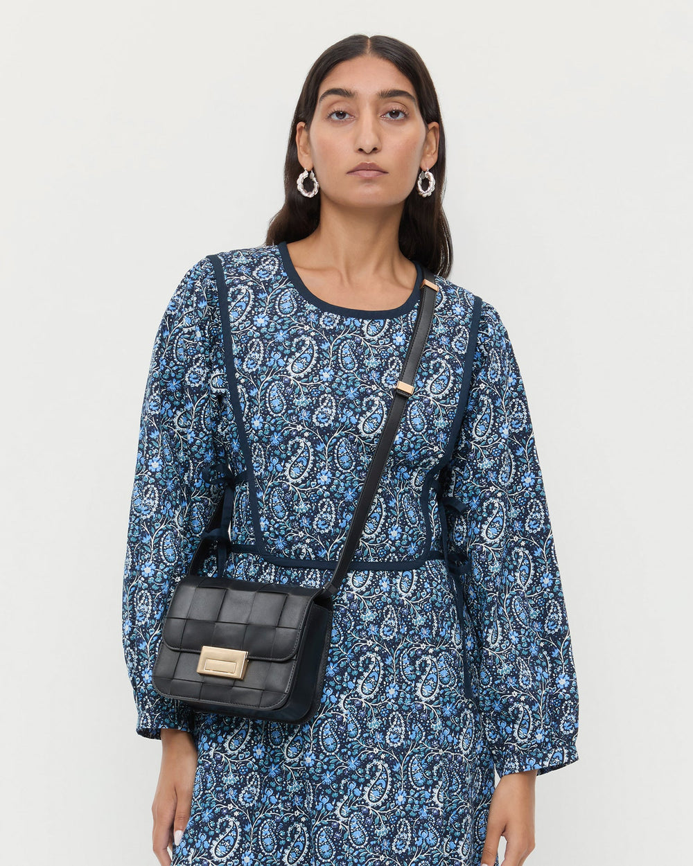 Loeffler Randall Women / Desi Black Woven Leather Crossbody