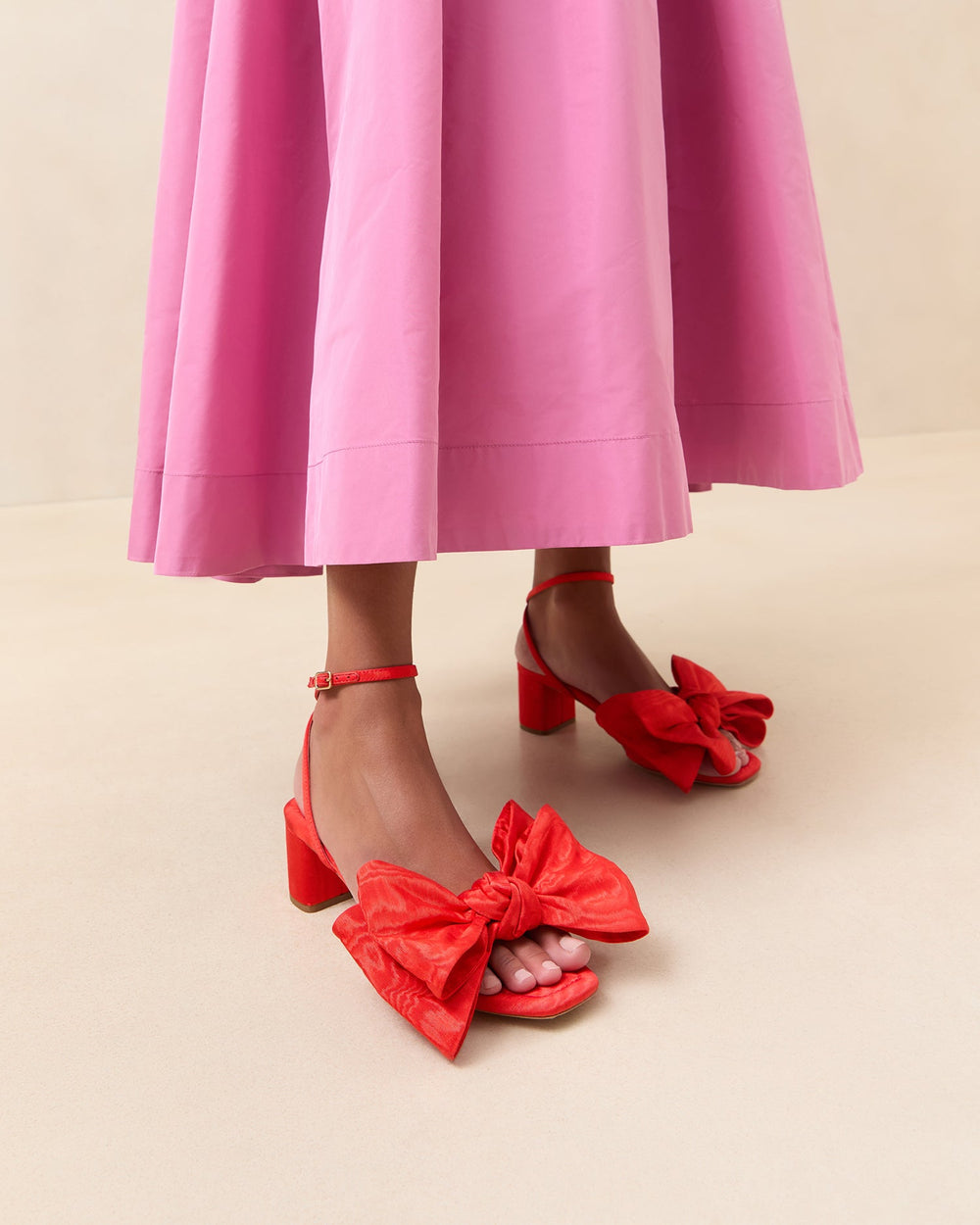 Loeffler Randall Women / Carmen Red Moiré Bow Sandal