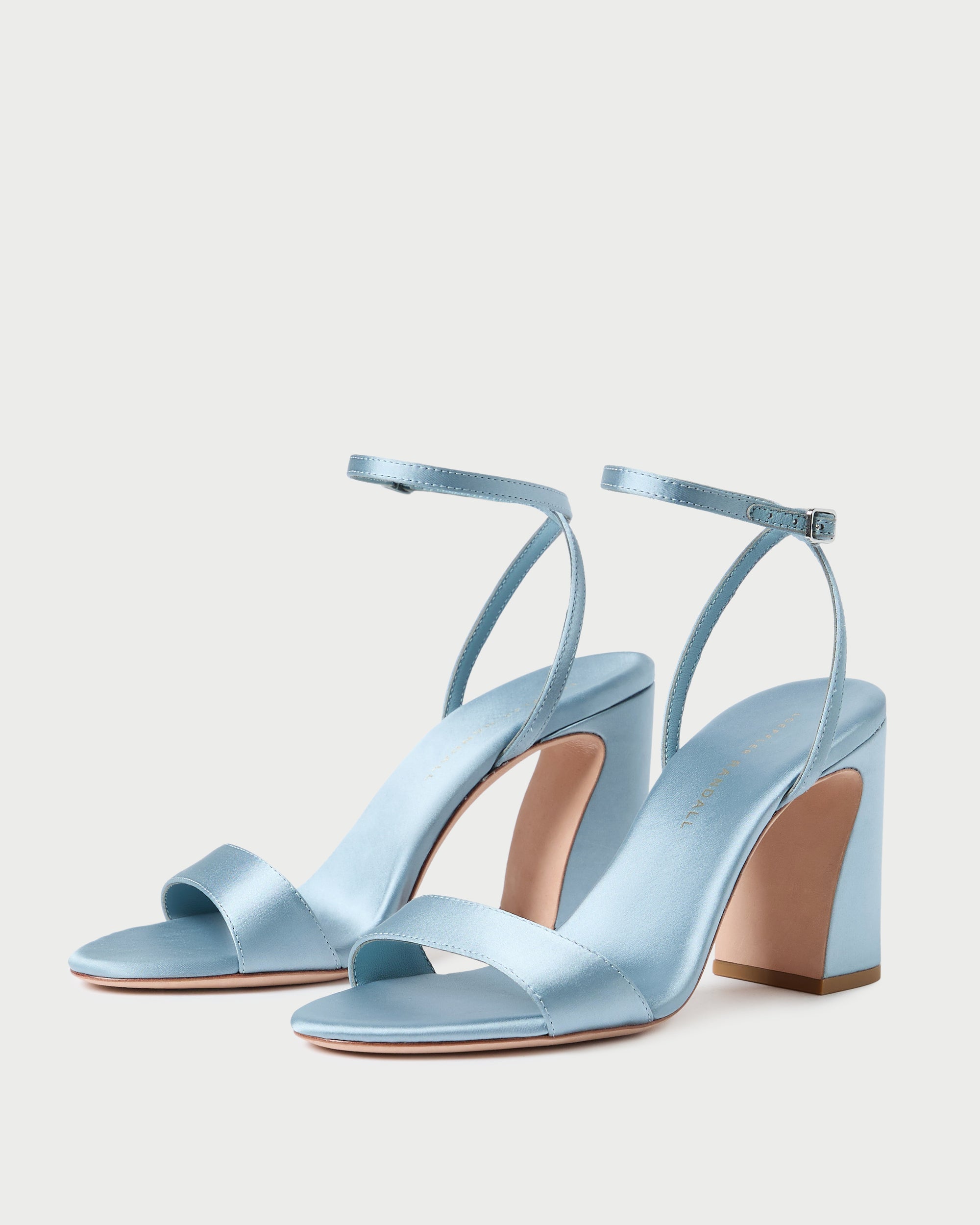 Loeffler Randall Women / Malia Blue Satin Curved-Heel Sandal