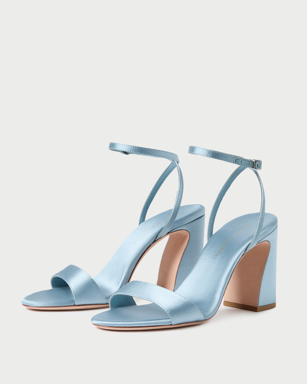 Loeffler Randall Women / Malia Blue Satin Curved-Heel Sandal