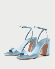 Loeffler Randall Women / Malia Blue Satin Curved-Heel Sandal