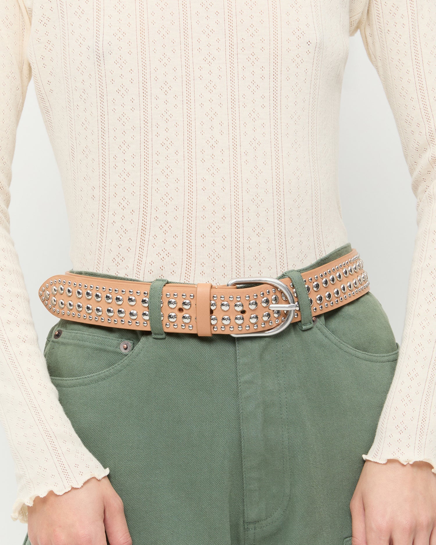 Loeffler Randall Women / Isaac Honey/Silver Studded Belt