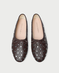 Loeffler Randall Women / Landon Espresso/Silver Leather Ballet Flat