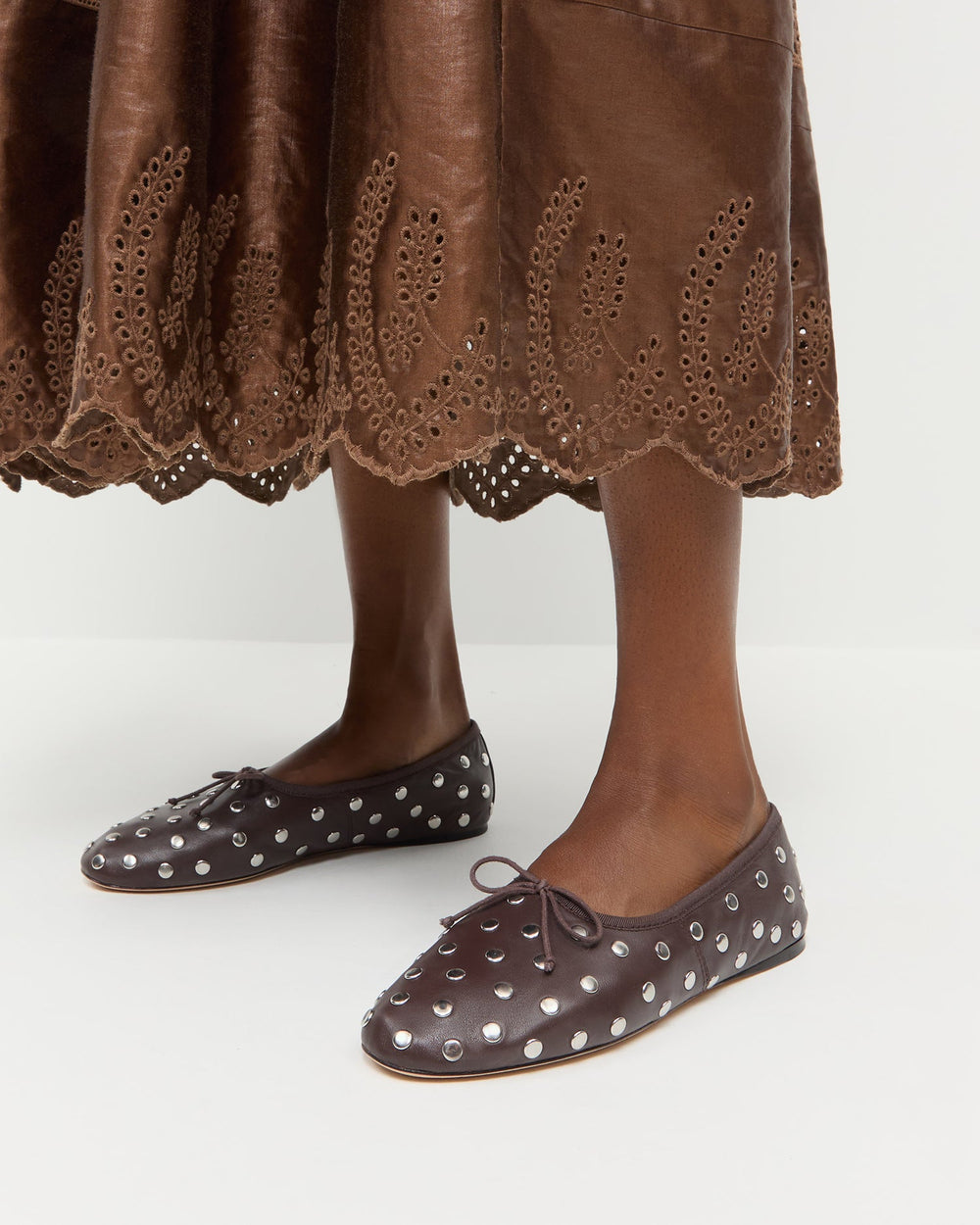 Loeffler Randall Women / Landon Espresso/Silver Leather Ballet Flat