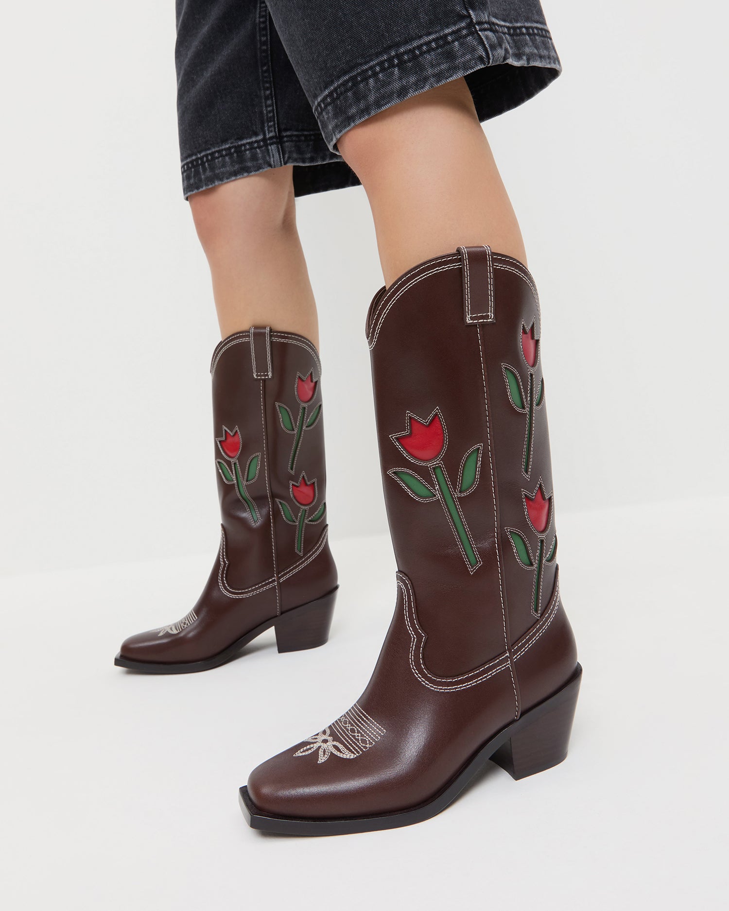Loeffler Randall Women / Wilder Espresso Leather Tulip Boot