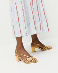 Loeffler Randall Women / Priscilla Gold Lattice Heeled Sandal
