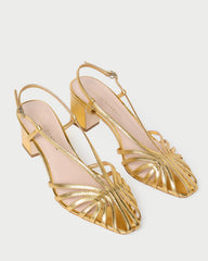 Loeffler Randall Women / Priscilla Gold Lattice Heeled Sandal