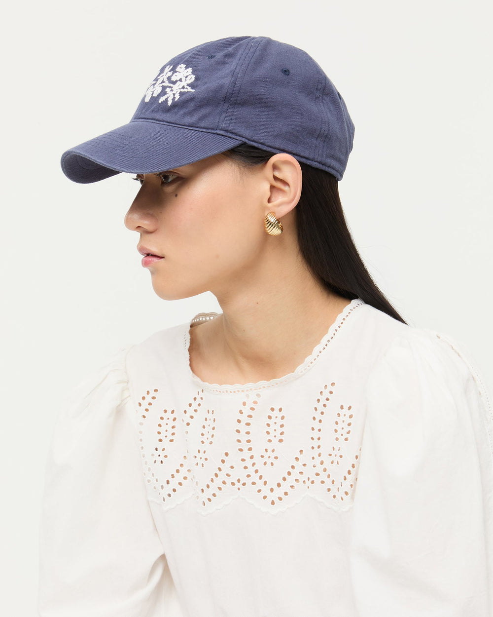 Loeffler Randall Women / Cairo Navy/Cream Embroidered Cap