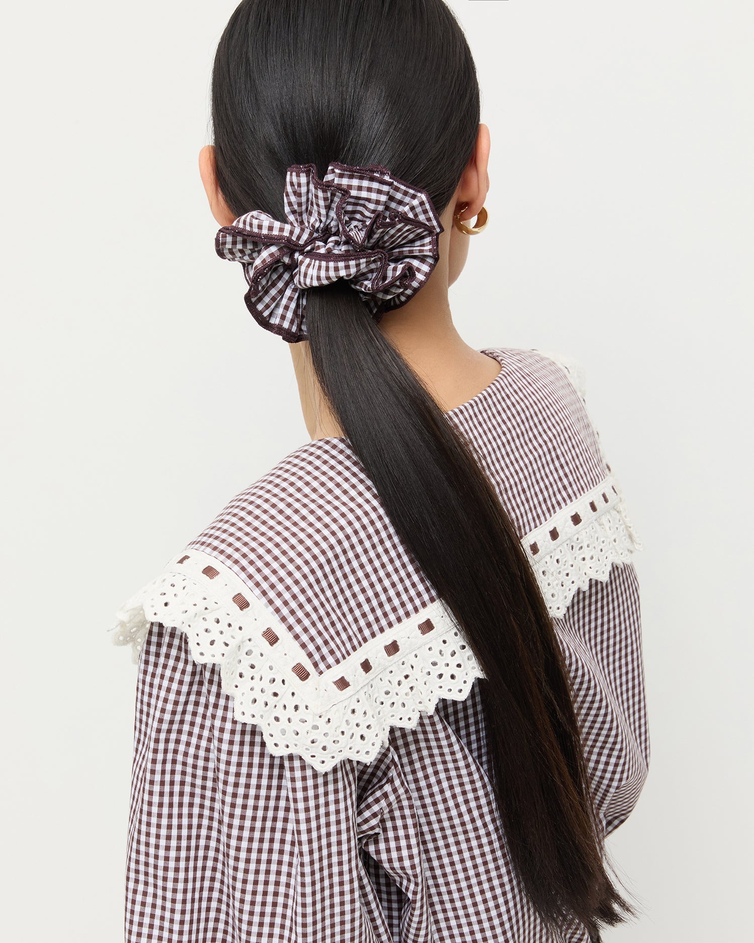 Loeffler Randall Women / Felice Brown Gingham Layered Scrunchie
