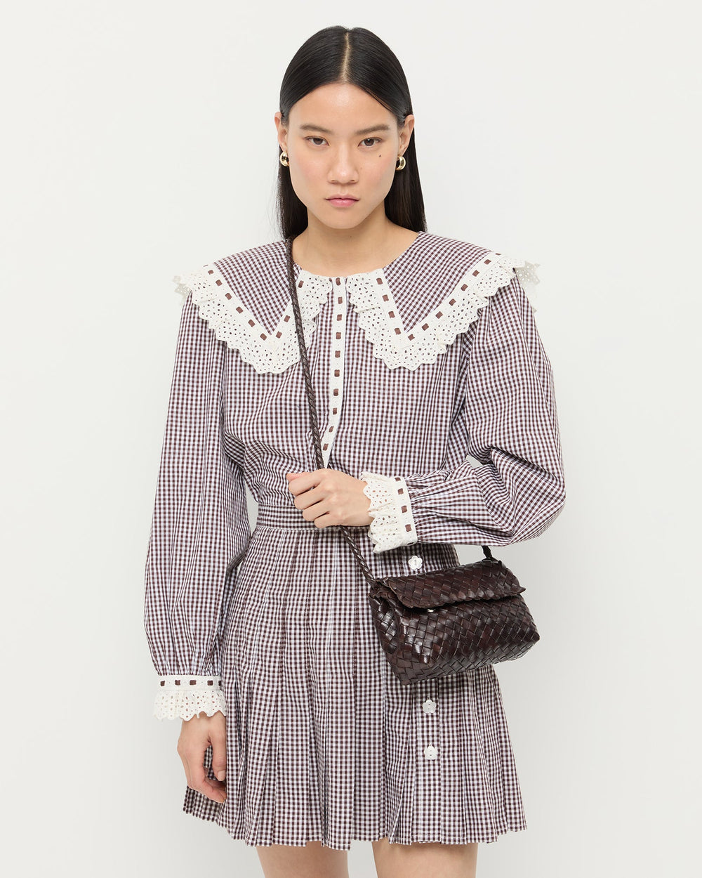 Loeffler Randall Women / Vinnie Chocolate Woven Leather Crossbody