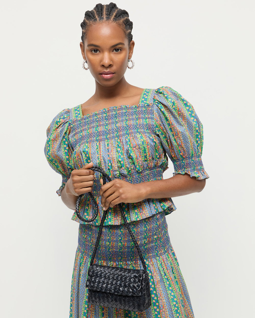 Loeffler Randall Women / Vinnie Black Woven Leather Crossbody