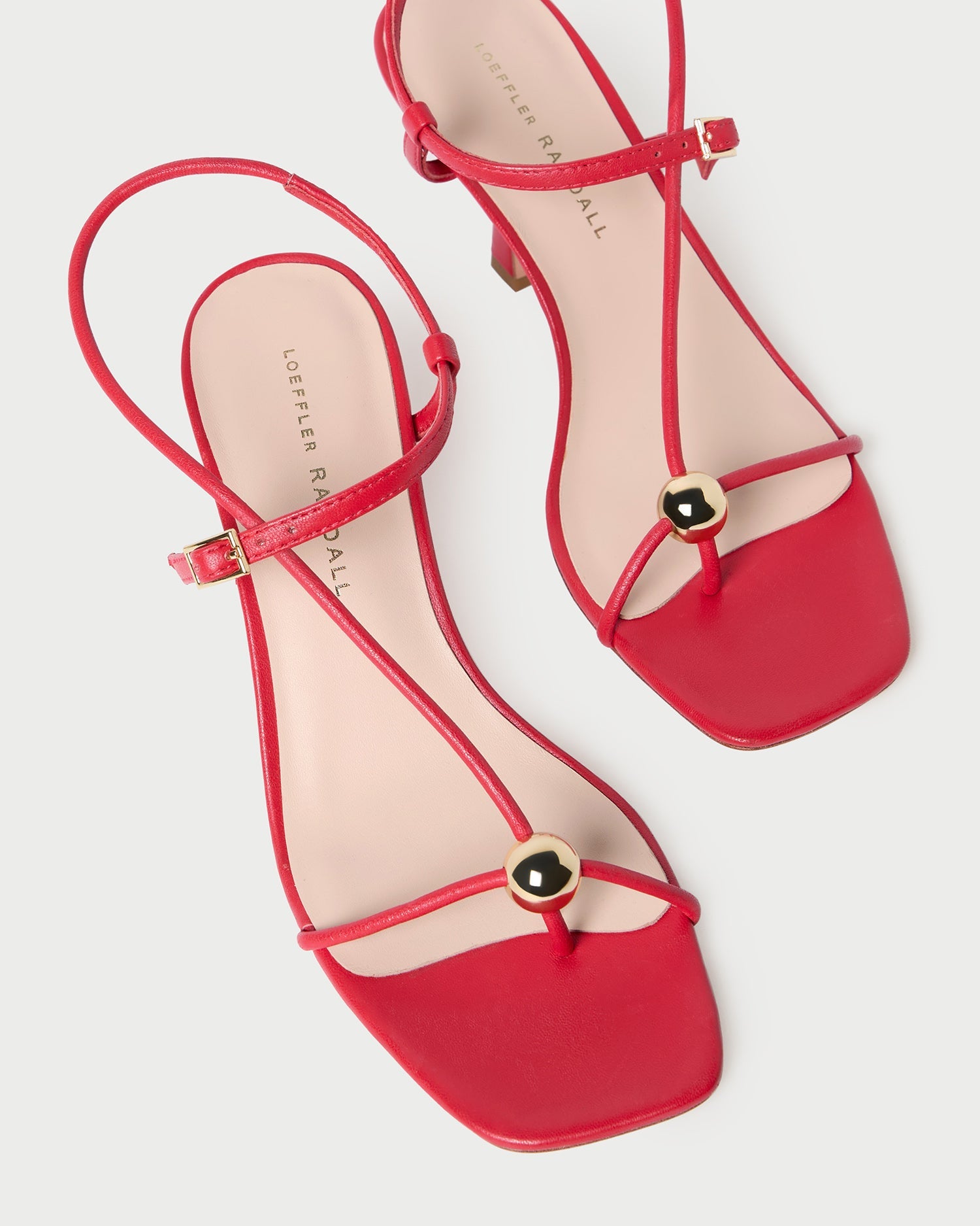 Loeffler Randall Women / Triana Red Leather Mid-Heel Sandal