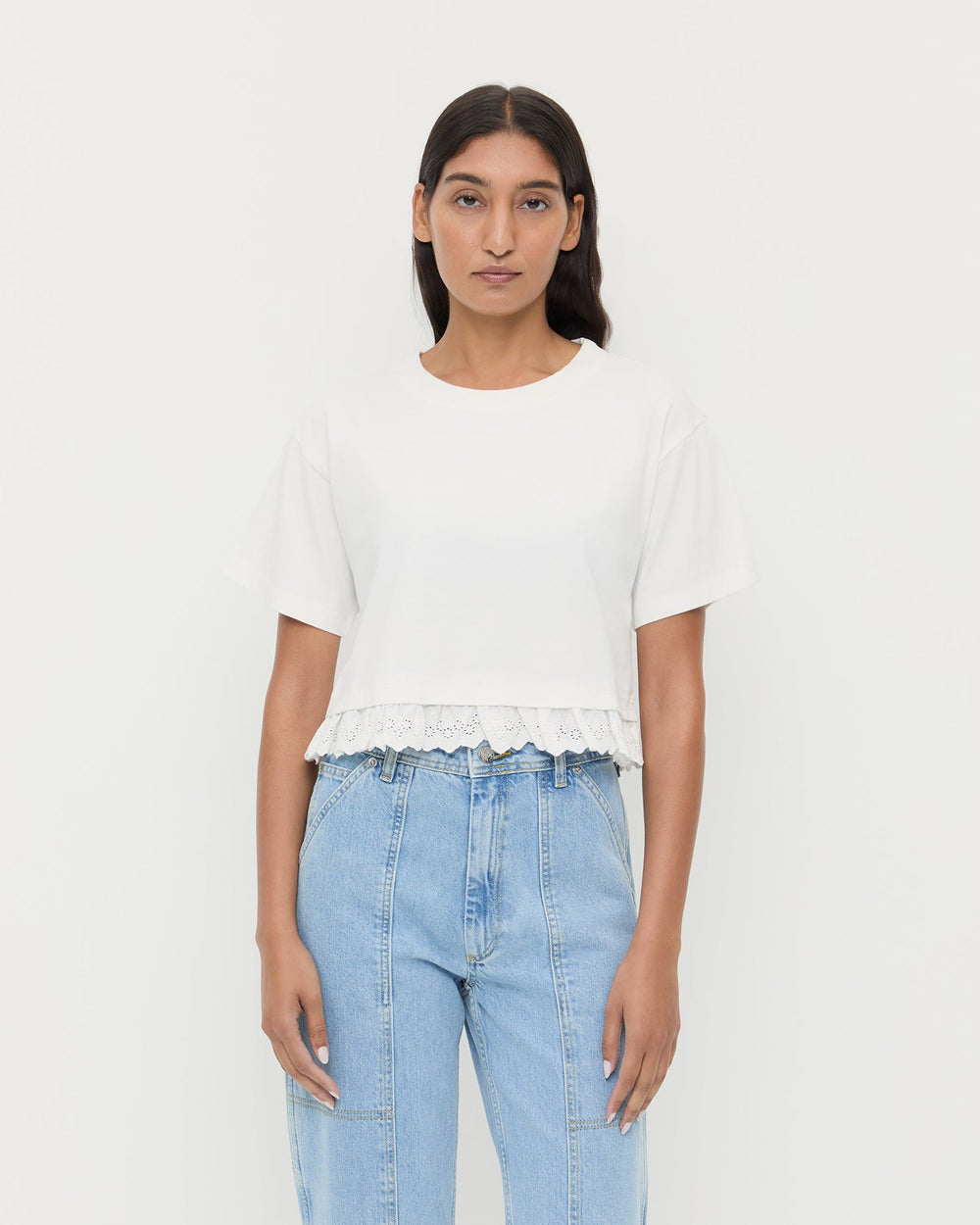 Loeffler Randall Women / Junie Lace Trim Tee