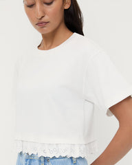 Loeffler Randall Women / Junie Lace Trim Tee