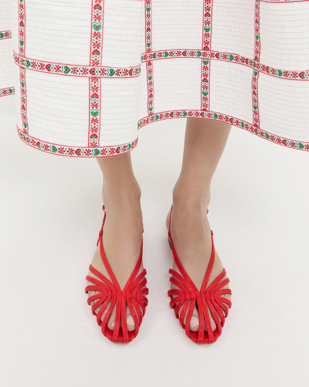 Loeffler Randall Women / Devon Red Moiré Slingback Sandal
