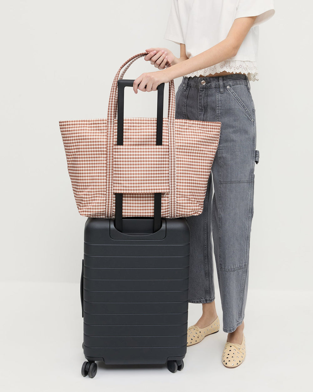 Loeffler Randall Women / Dina Brown Gingham Travel Tote