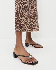 Loeffler Randall Women / Odessa Black Leather Heeled Sandal