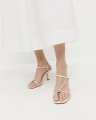 Loeffler Randall Women / Triana White Leather Mid-Heel Sandal