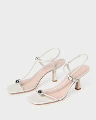 Loeffler Randall Women / Triana White Leather Mid-Heel Sandal