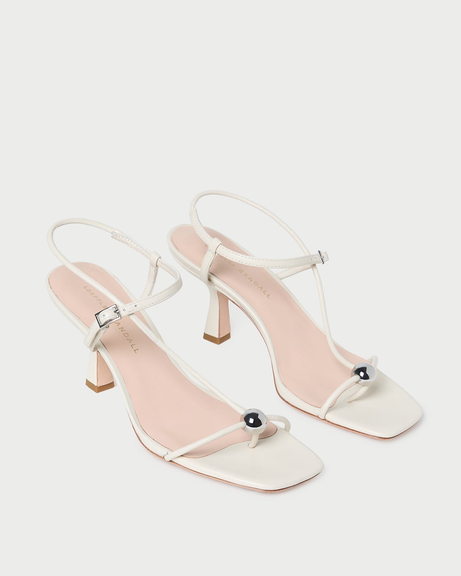 Loeffler Randall Women / Triana White Leather Mid-Heel Sandal