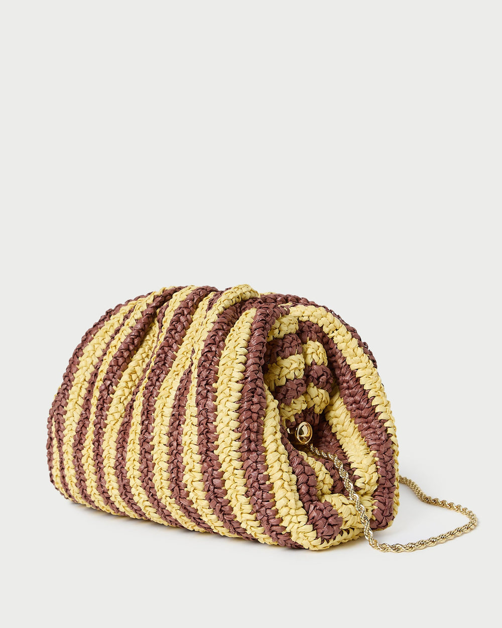Loeffler Randall Women / Bailey Brown/Butter Stripe Dome Clutch
