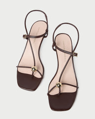 Loeffler Randall Women / Triana Espresso Leather Mid-Heel Sandal