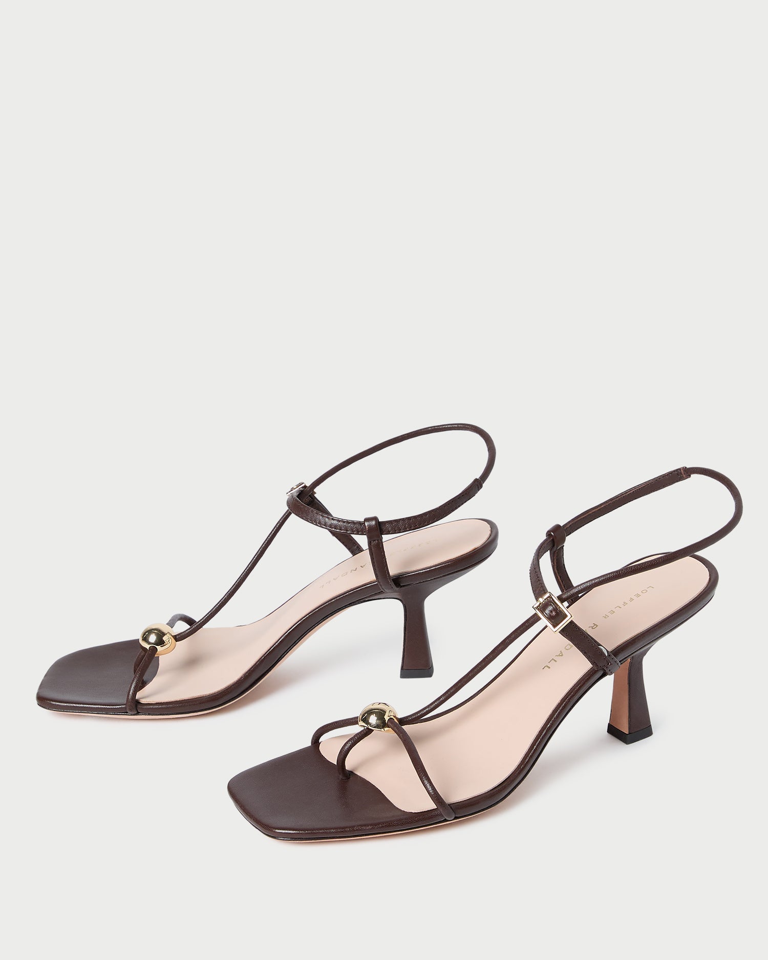 Loeffler Randall Women / Triana Espresso Leather Mid-Heel Sandal