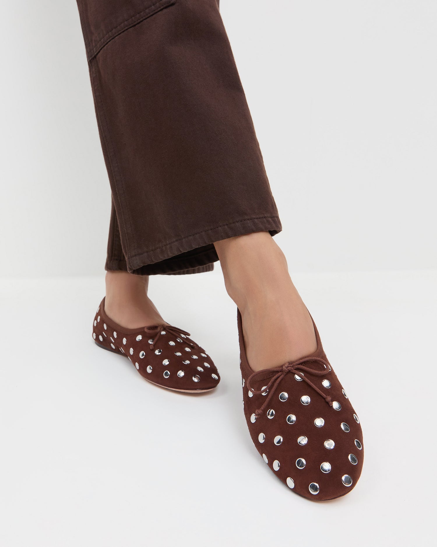 Loeffler Randall Women / Landon Espresso/Silver Suede Ballet Flat