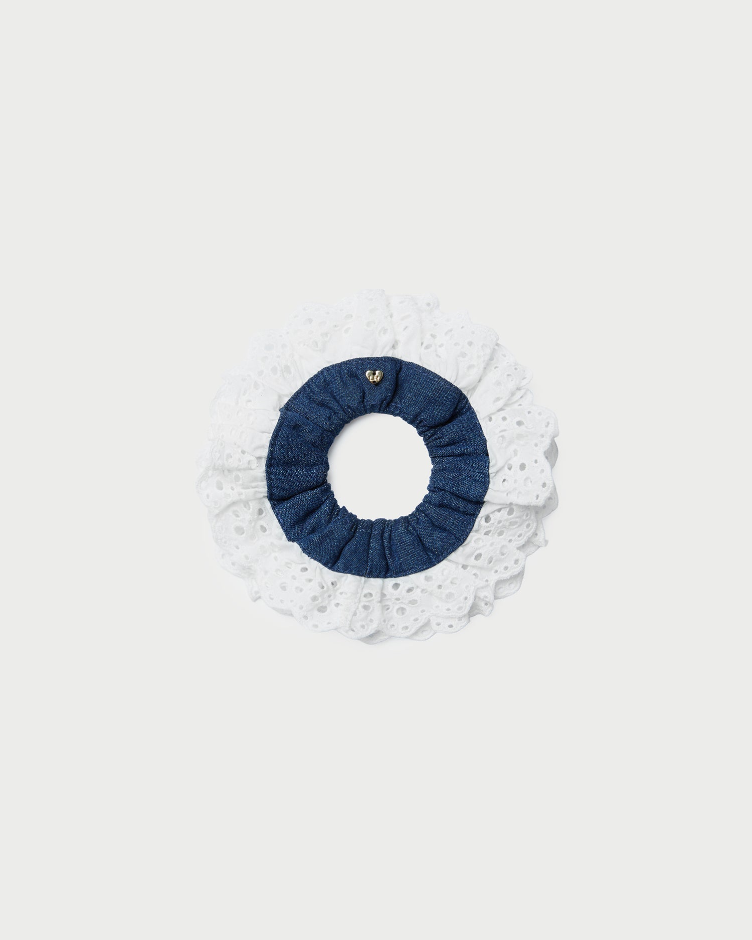Loeffler Randall Women / Dolly Denim/Cream Embroidered Scrunchie