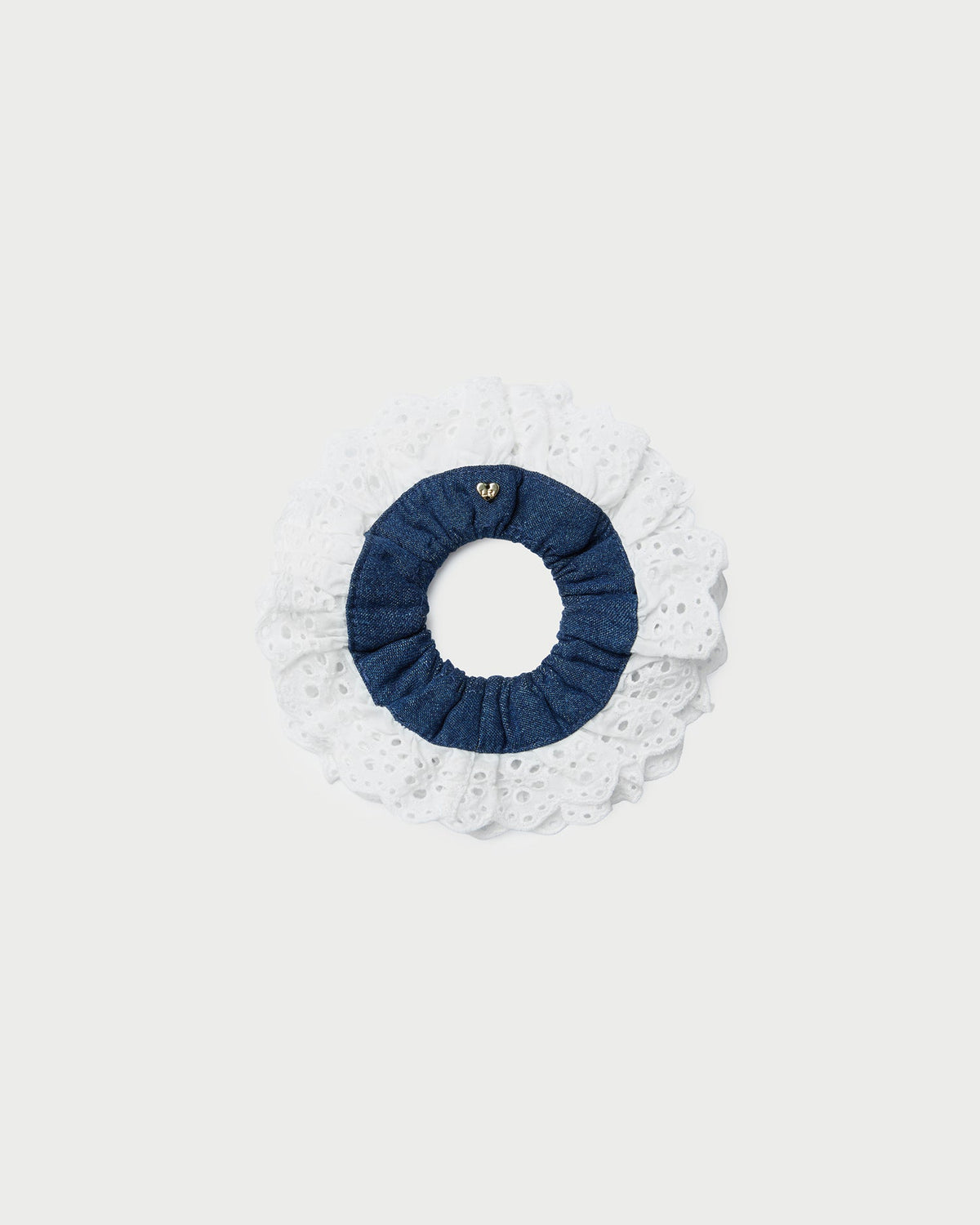 Loeffler Randall Women / Dolly Denim/Cream Embroidered Scrunchie
